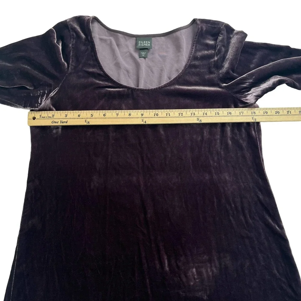 Eileen Fisher Scoop Neck Velvet Long Sleeve Tunic Top Women Size S-XS - Picture 12 of 16